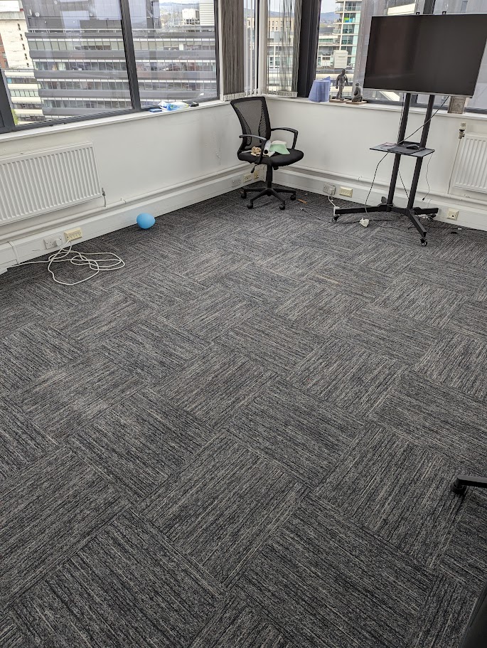 Installing carpet tiles in a commercial office in Sheffield