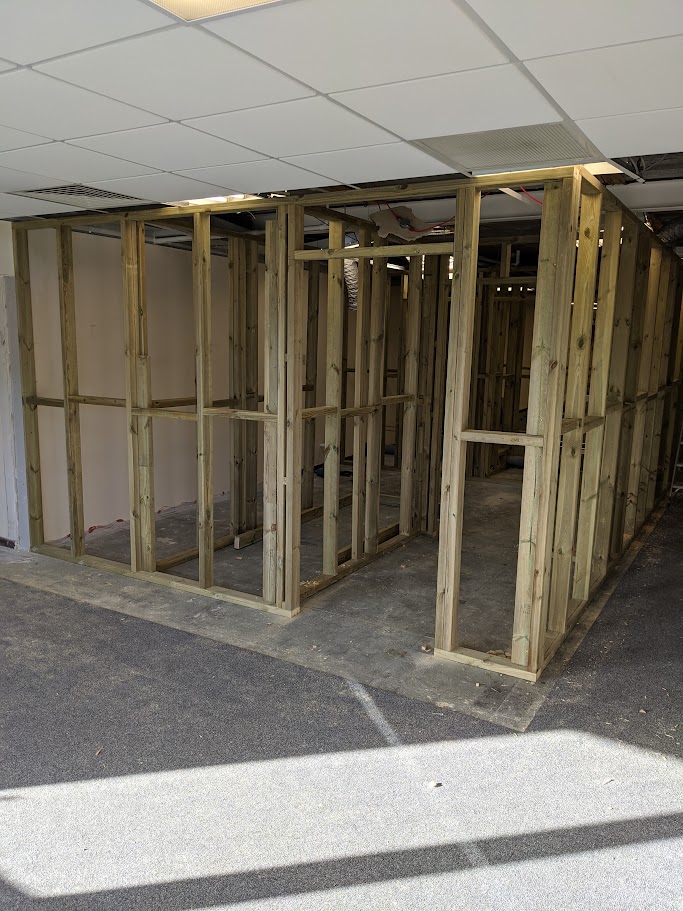 Timber studwork and framing installation for a commercial interior fit out in Sheffield
