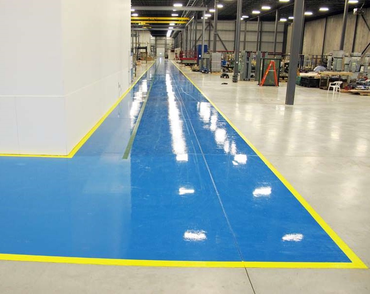 Finished floor coating and line marking in a warehouse in South Yorkshire