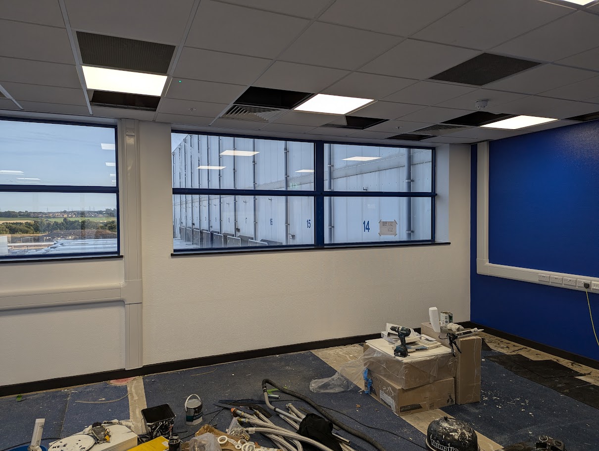 Commercial office interior refurbishment with new workspace layout and partitions