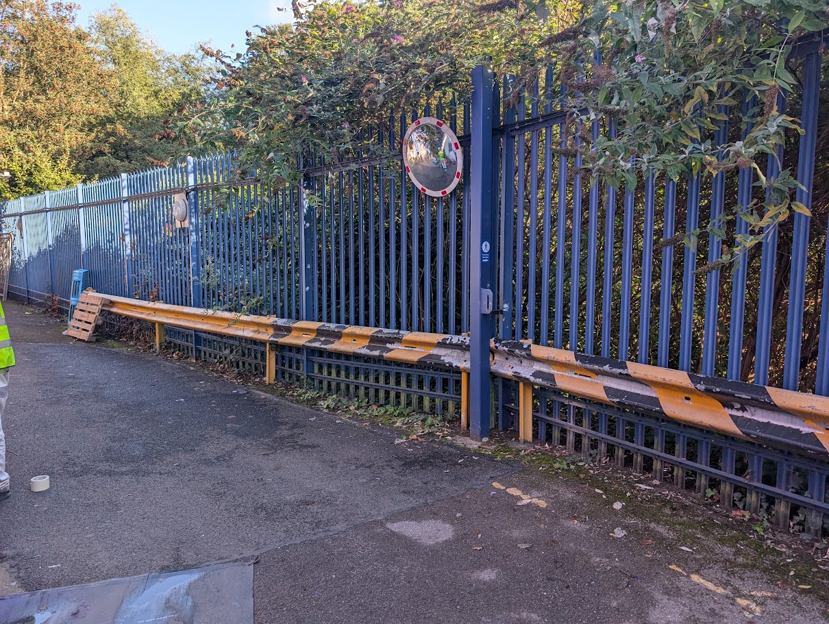Steel palisade fencing installed around a commercial site