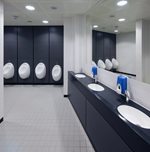 Commercial washroom refurbishment tiling and plumbing installation