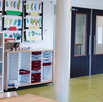 School refurbishment contractors installing suspended ceiling