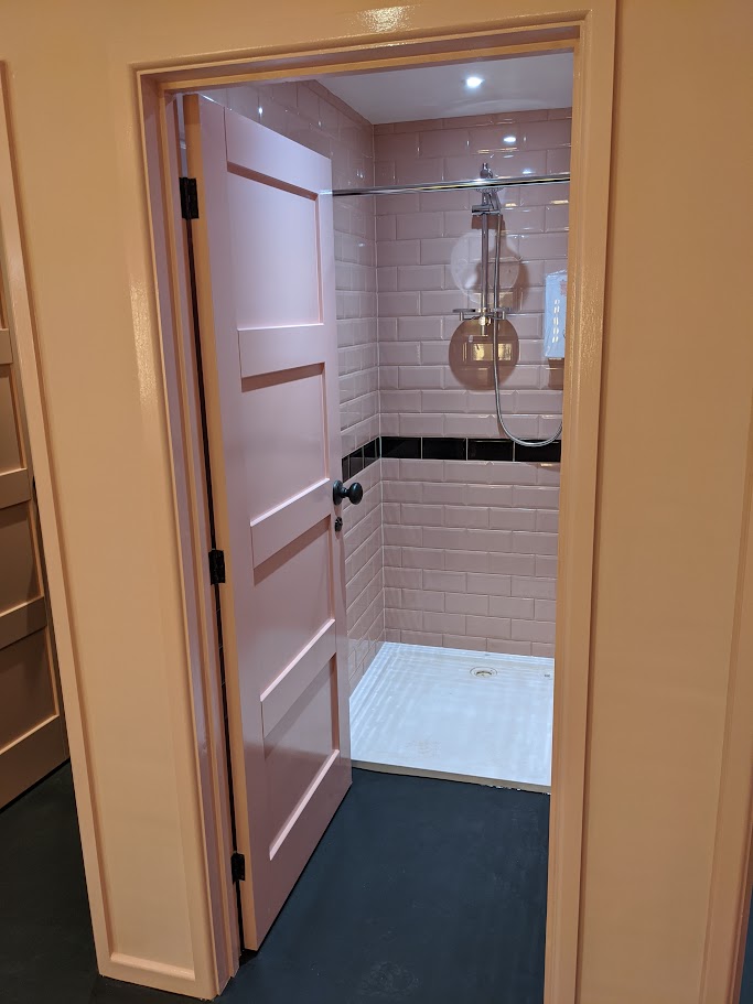 Installing durable flooring in a commercial washroom area